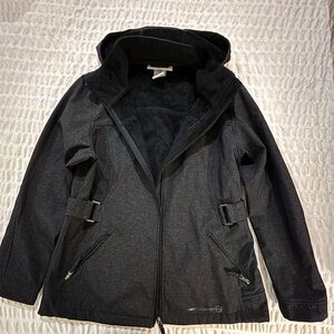 Women's Jacket with Hood. Fur lined. Wind/Water Resistant. Size Large.